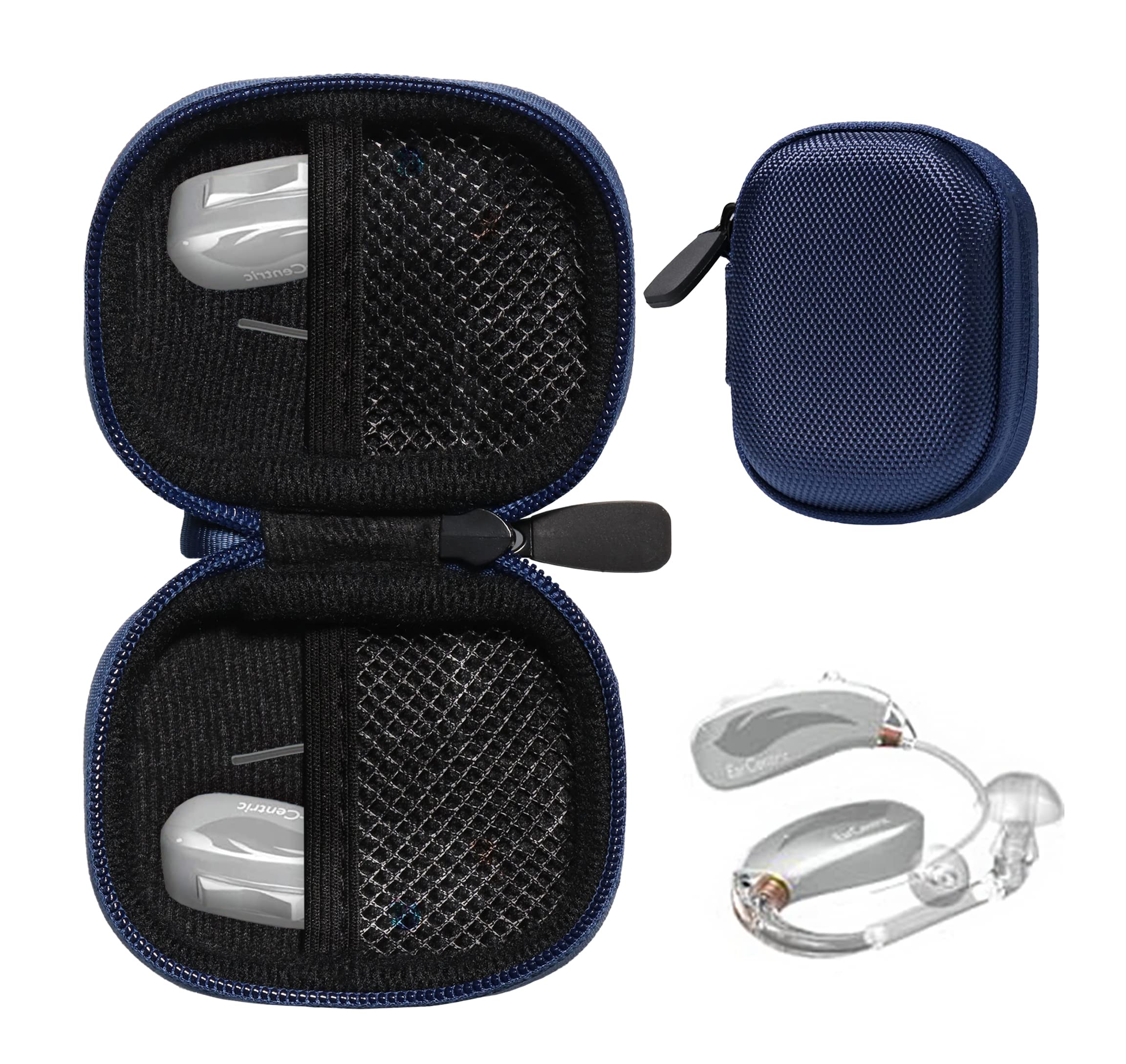 CaseSackCase for Hearing Aids compatible with EarCentic EasyCharge Rechargeable Hearing Aids also for Otofonix Elite/Encore, Banglijian, Britzgo, My Tone, LIGINN, Blaids, Lexie, Tweak (Blue)
