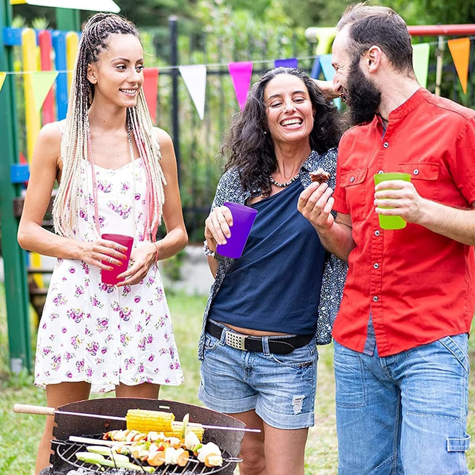 60 Szt Kolorowe Plastikowe Kubki Wielokrotnego Użytku, 260ml 10 Kolorów Plastikowe Kubki Wielokrotnego Użytku do Picia dla Dzieci Imprezy Plenerowe Pikniki Kemping BBQ Podróż Kuchnia