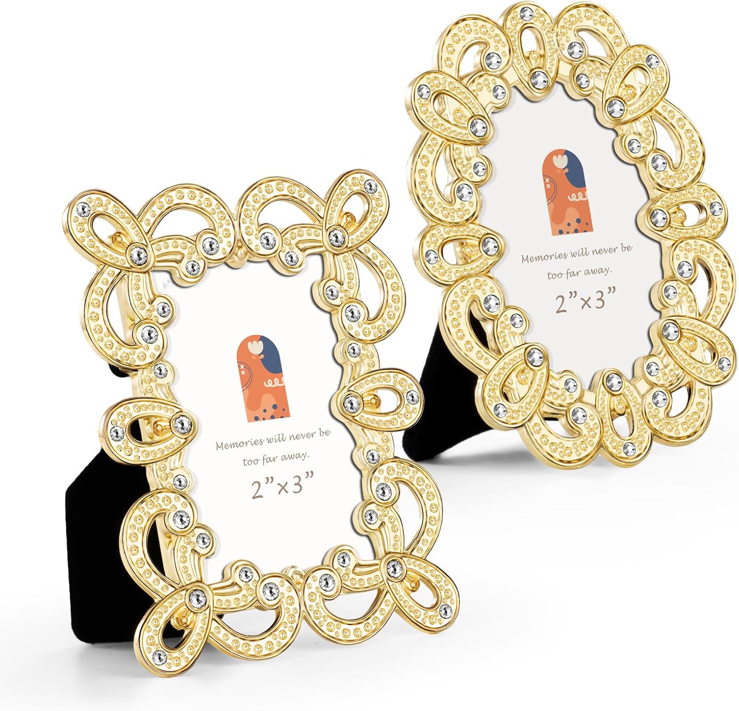 Classic Gold Mini Frame Set Set of 2x3 & 2x3 In | For Tabletop Display | Perfect for Home Decor, Wedding, Graduation, Or Milestone Photo