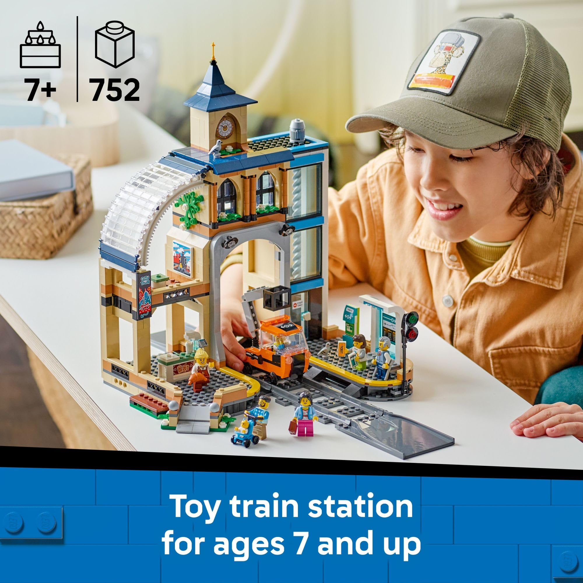 LEGO City Central Train Station Building Toy - Multi-Level Pretend Play Set for Boys & Girls, Ages 7+ - Building Blocks for Kids - Gift Idea for Christmas - 60469