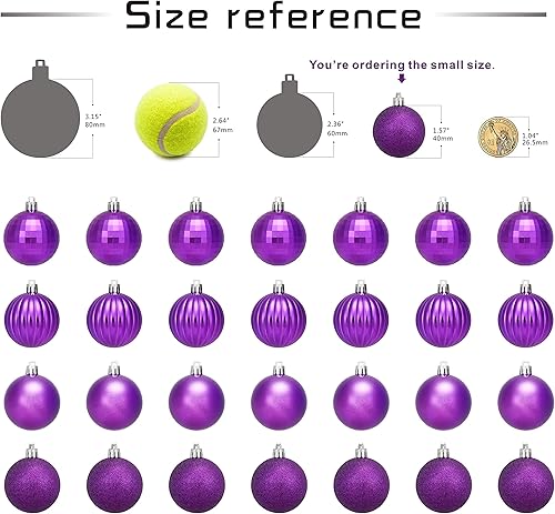 Miniatura 4 de 28bolas de Navidad de 1.57pulgadas, irrompibles, con 4acabados clásicos para decoración del árbol de Navidad