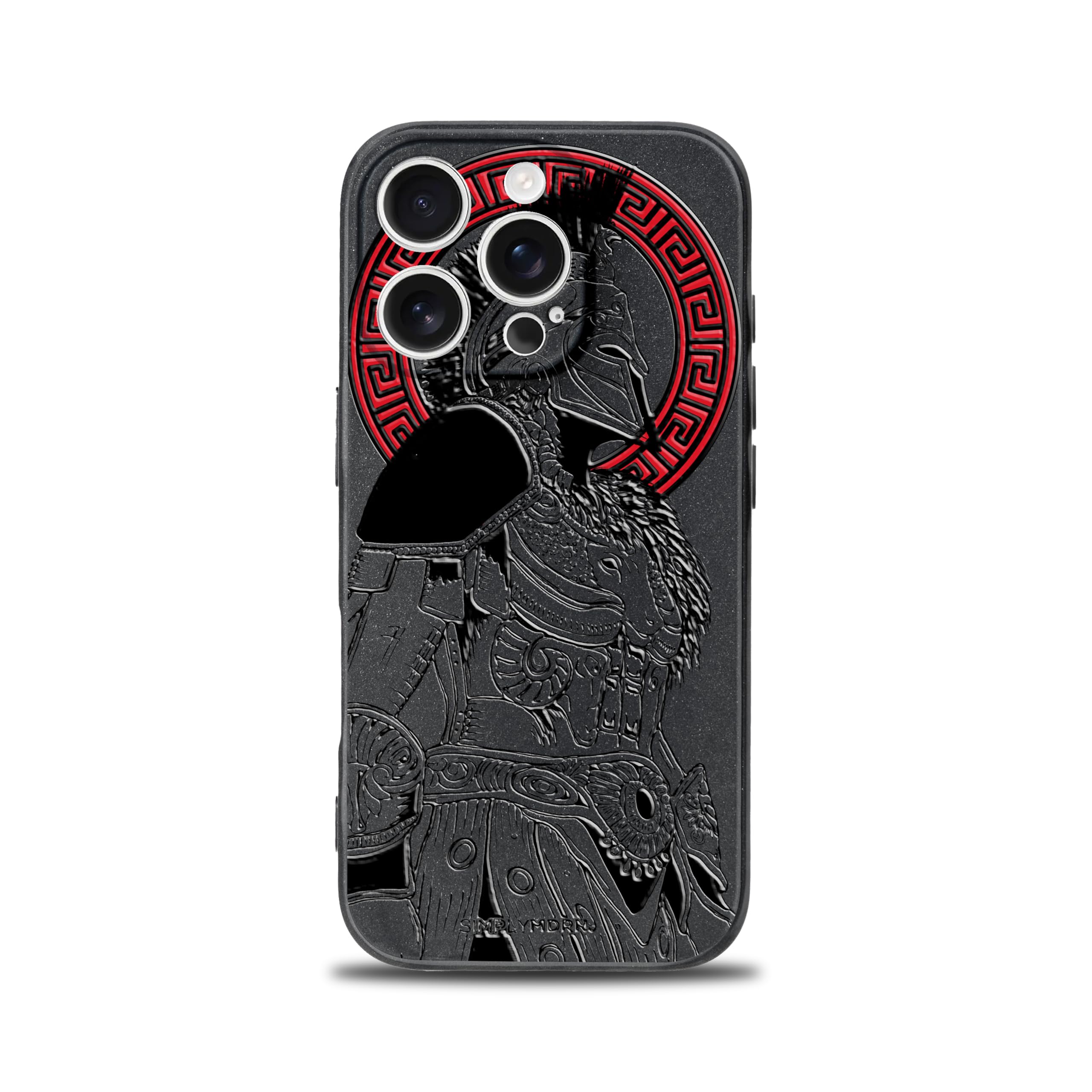 SIMPLYMDRN Slim for iPhone 12 Pro Case - Warrior Design - Cool Case for Men - Fighter Assassin Case - Slim and Flexible (Gladiator Black)