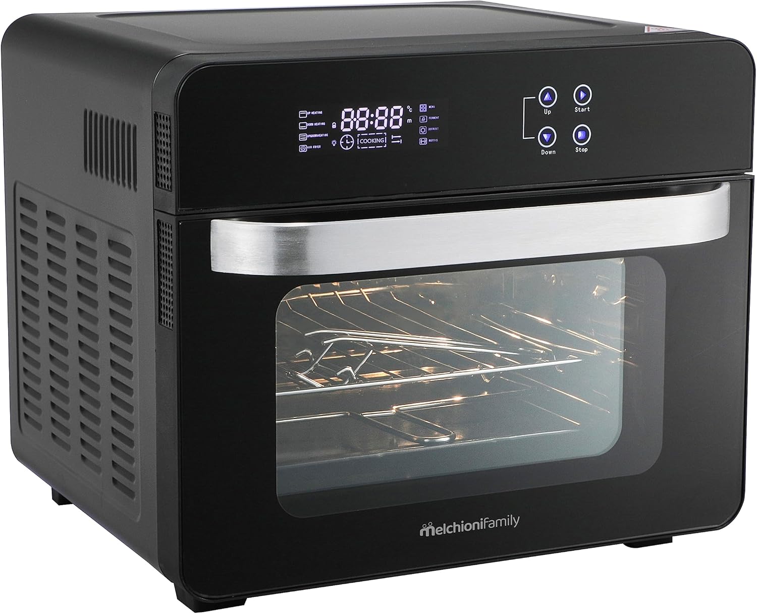 Melchioni Family | Combo Friggitrice ad Aria Forno VITTORIA, 24 litri di Capacità, Friggitrice + Forno Statico e Ventilato con 11 Programmi, 45-230°, Colore Nero Melchioni Family | Combo Friggitrice ad Aria Forno VITTORIA, 24 litri di Capacità, Friggitrice + Forno Statico e Ventilato con 11 Programmi, 45-230°, Colore Nero