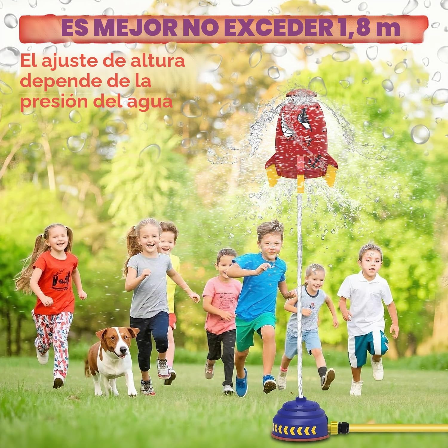 Cohete Aspersor De Agua para Niños, Aspersor 360° De Jardín, Juguete De Agua Cartoon con Conexión De Manguera, Rociador para Césped, Diversión De Verano Exterior
