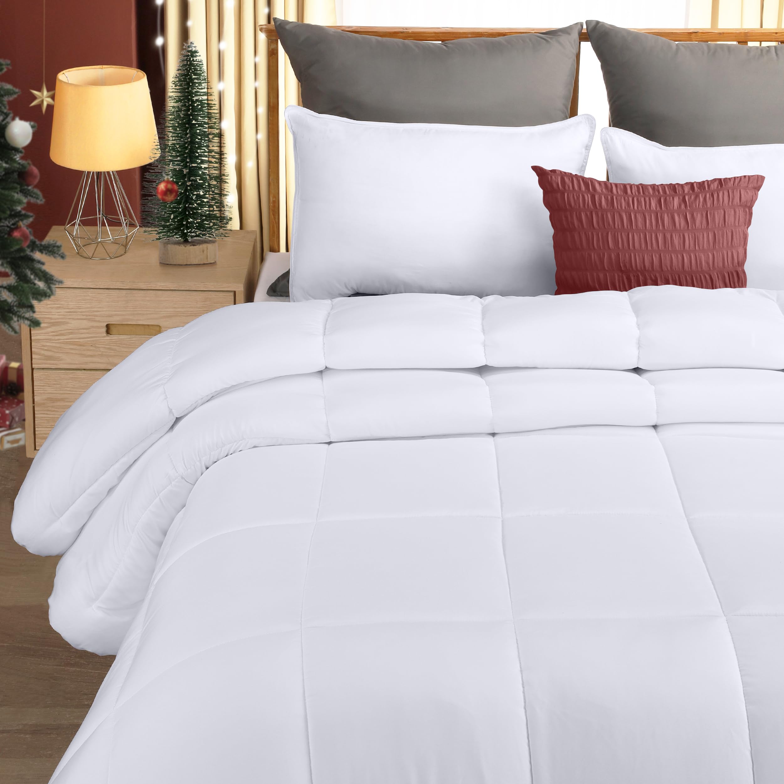 Utopia Bedding Piumino 240x260 cm, Piumone Letto Matrimoniale, 100% Imbottitura in Fibra Cava, Trapunta in Microfibra per Tutte Le Stagioni (Bianco)