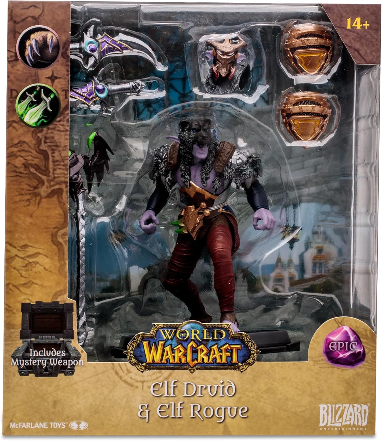 McFarlane World Of Warcraft Collection, Escultura de Elfo Epico Druida y Rouge, Figura del Videojuego 15cm con accesorios y un arma de juguete secreta, para coleccionistas, 14 años, Bizak (64386686) - ¿Vale la pena?