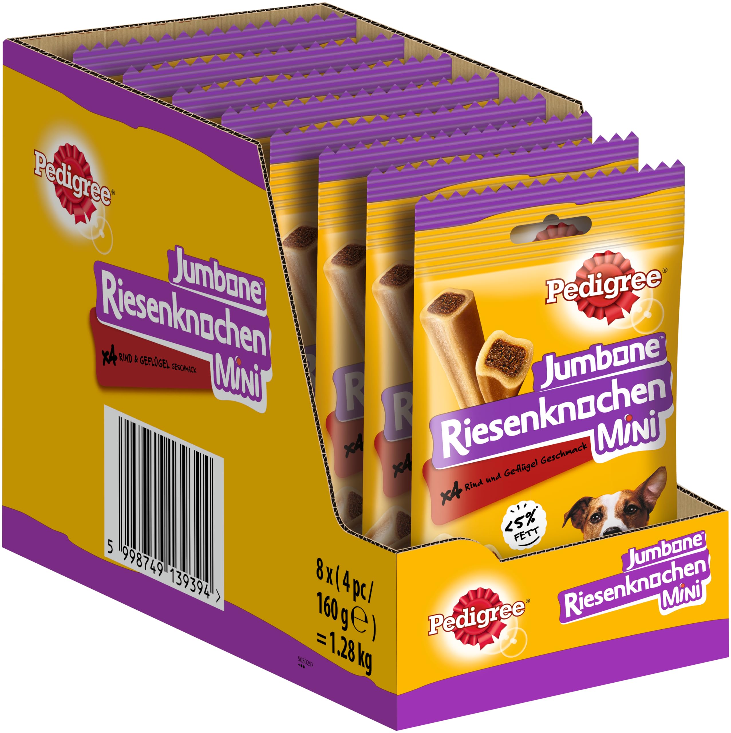 Pedigree Jumbone Riesenknochen Mini Rind & Geflügel Geschmack Hundesnack 8 x 4 Stück