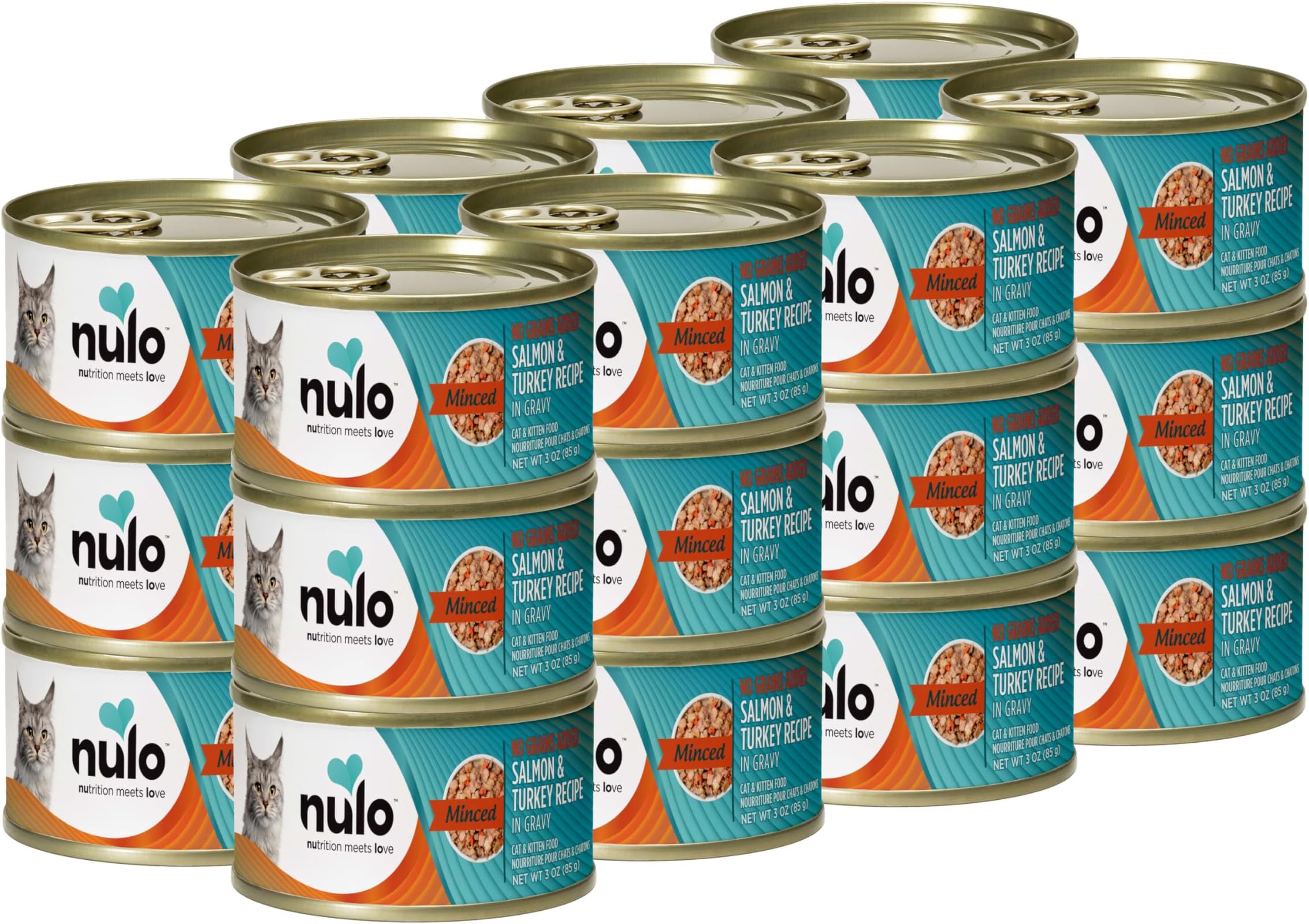 Nulo Adult & Kitten Grain Free Canned Wet Cat Food (Salmon & Turkey Recipe, 3 Oz, Case Of 24)