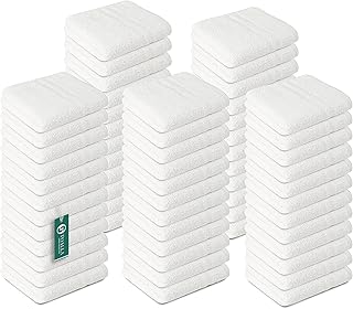 100% Cotton Washcloths 60 Pack|400 GSM|Soft Washcloth for Face|Washcloth Bulk Pack|Washcloth for Body and Face|Highly Absorbent|Fingertip Towel|Washcloth for Bath Room|12 x 12 Inches|White