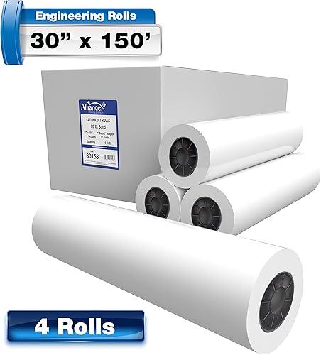 Miniatura 5 de Alliance Rollos CAD de papel de formato ancho (20 libras  4 rollos, 36 pulgadas x 150 pies  núcleo de 3 pulgadas)