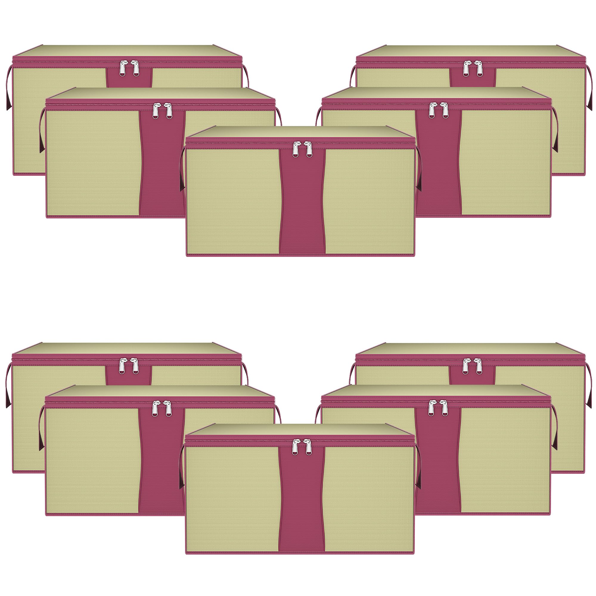 Kuber Industries (Pack of 10) Underbed Storage Bag | Closet Wardrobe Organizer with Handle | Waterproof Clothing-Bedding Bag | Foldable Blanket Bags | Large | Maroon Patti | Beige (B0D8TNMC9V) Amazon Price History, Amazon Price Tracker
