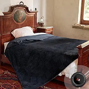 Electric Blanket Twin Size 62''X84'' - Heated Blanket with Single Control Fast Heating 9 Heating Levels & 10 Hours Auto Off,ETL Certified Machine Washable (Black)