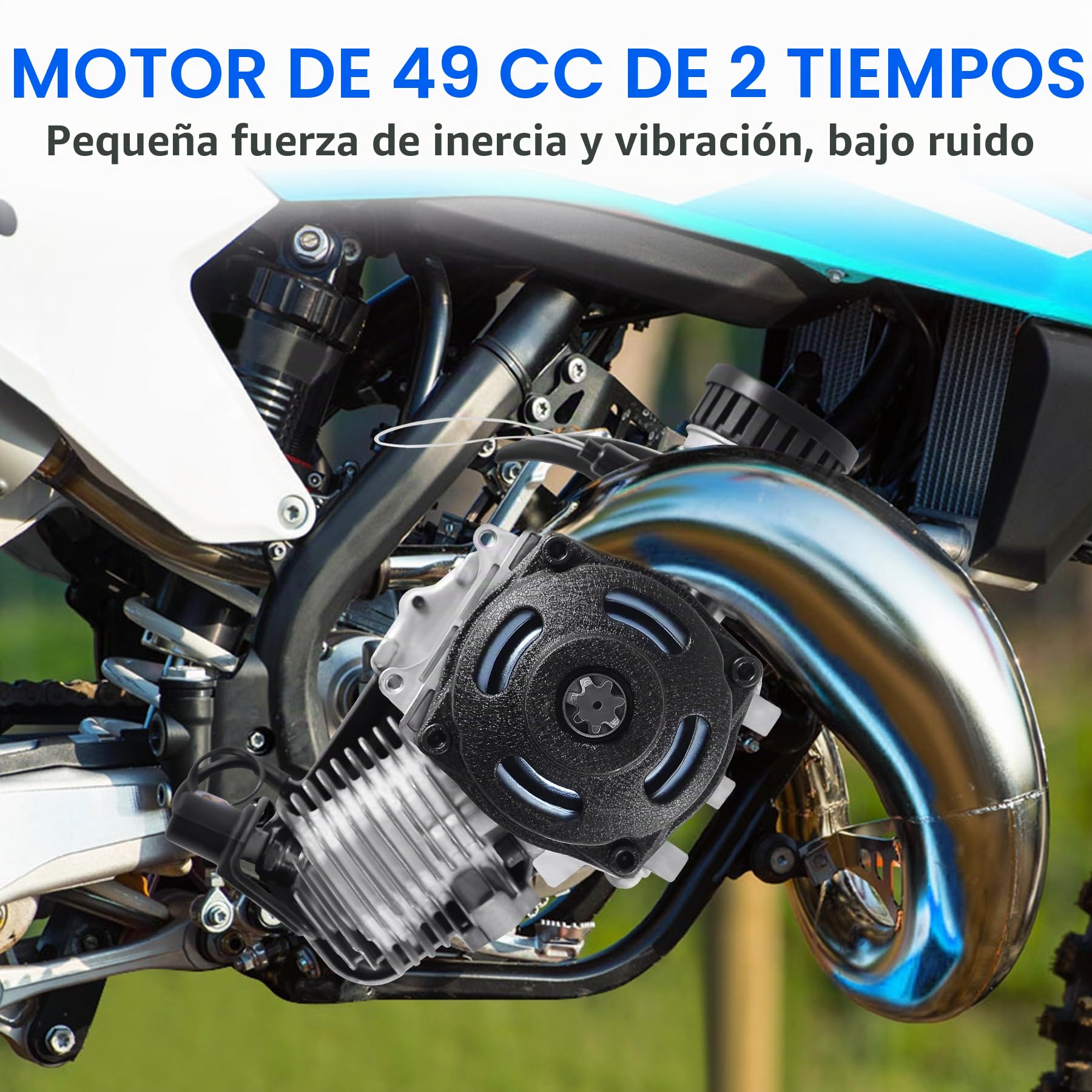Samger Motor de arranque de 2 tiempos de 49 cc, enfriado por aire, apto para Pocket Bike Mini Dirt Bike ATV Roller