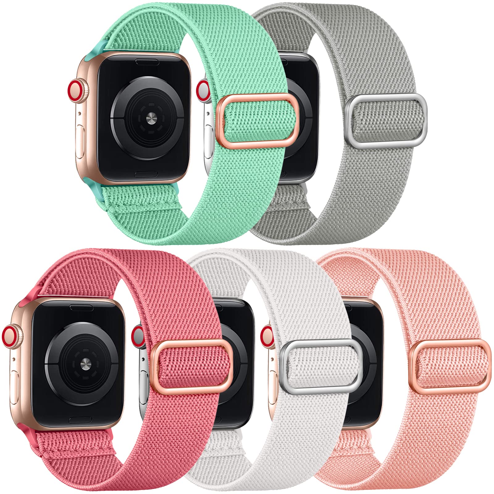 AdorveStretchy Solo Loop Bands Compatible with Apple Watch Ultra Band 49mm 45mm 44mm 42mm 41mm 40mm 38mm Men Women, Soft Nylon Elastic Braided Strap for iWatch Ultra 2, Series 9/8/7/6/5/4/3/2/1 SE