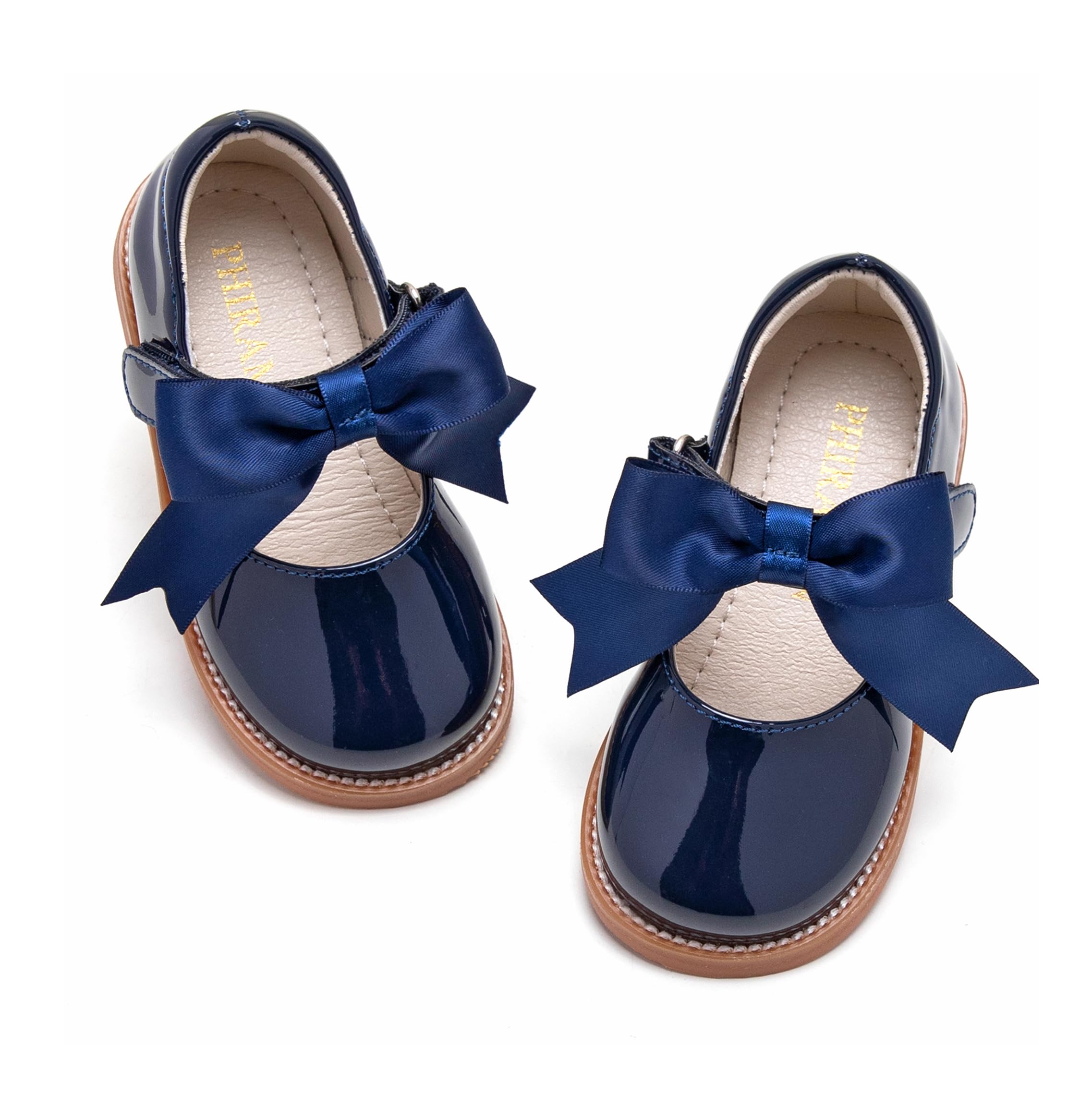 PHIRAMIN Toddler Flower Girl Dress Shoes - Little Girl Mary Janes Flats Wedding