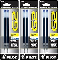 Vista 1 de Pilot, G2 - Recambios de tinta de gel, punta extrafina de 0.020 in, color azul, paquete de 6