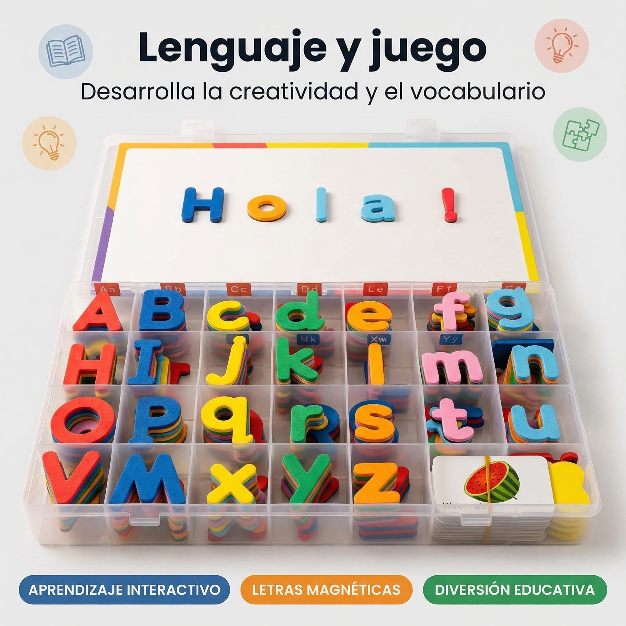 Letras magneticas niños 224 Piezas Letras ， Materiales de Aprendizaje del Alfabeto Español, Abecedario Magnético de Espuma, Juguete Educativo, Letras de Colores para Formar Palabras y Aprender a Leer