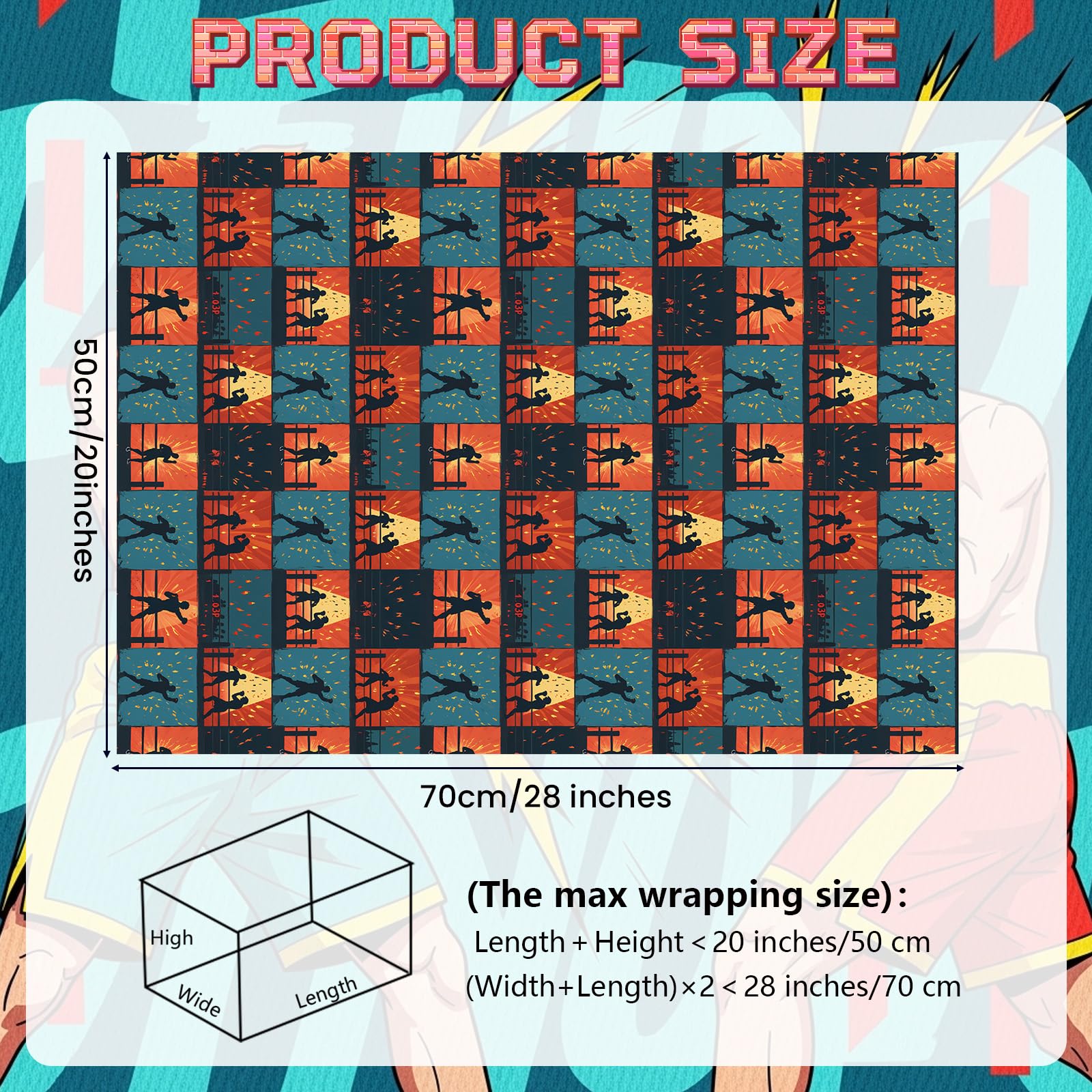 Pineraap Boxing Wrapping Paper 12 Sheets Punching Bag Designs Gift Wrap Gaming Gift Wrapping Paper for Boxing Fans, Boxers, Fighters, Coaches, 20"×28"