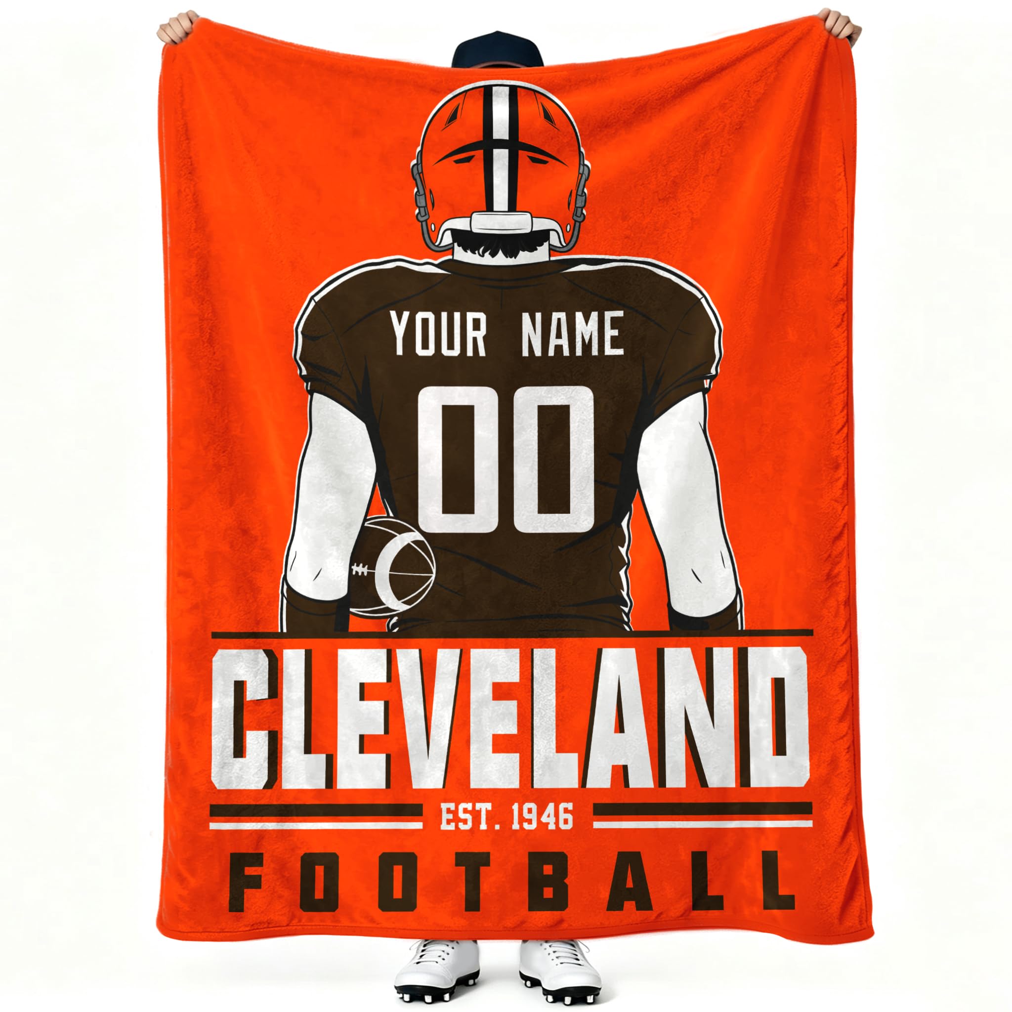 Cleveland Throw Blanket Personalized Name and Number Gifts for Men Women Kids Flannel Tapestry