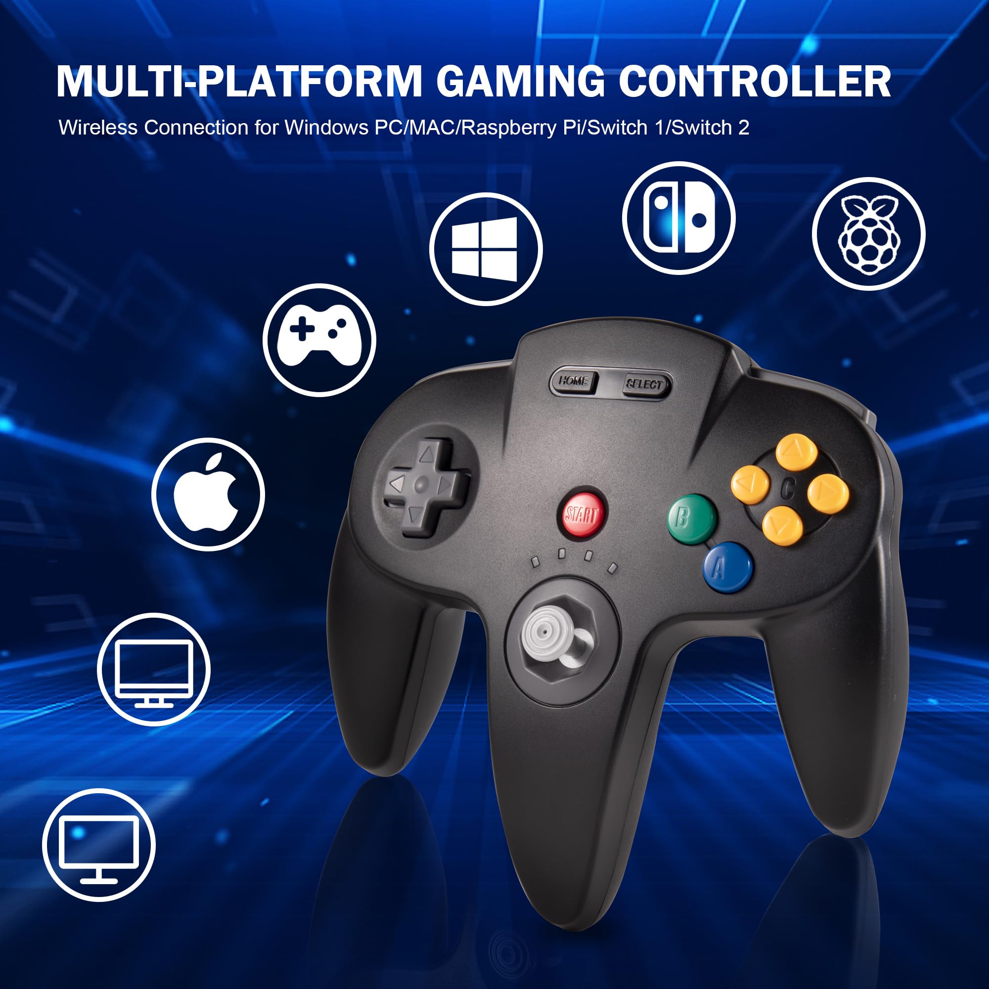 KIWITATA Wireless USB N64 Controller for Switch Games, 2.4ghz Rechargeable Wireless Remote Joystick Game Controller for Switch/Switch Lite/Switch OLED, MAC, PC Windows 7,8,10,11 Black
