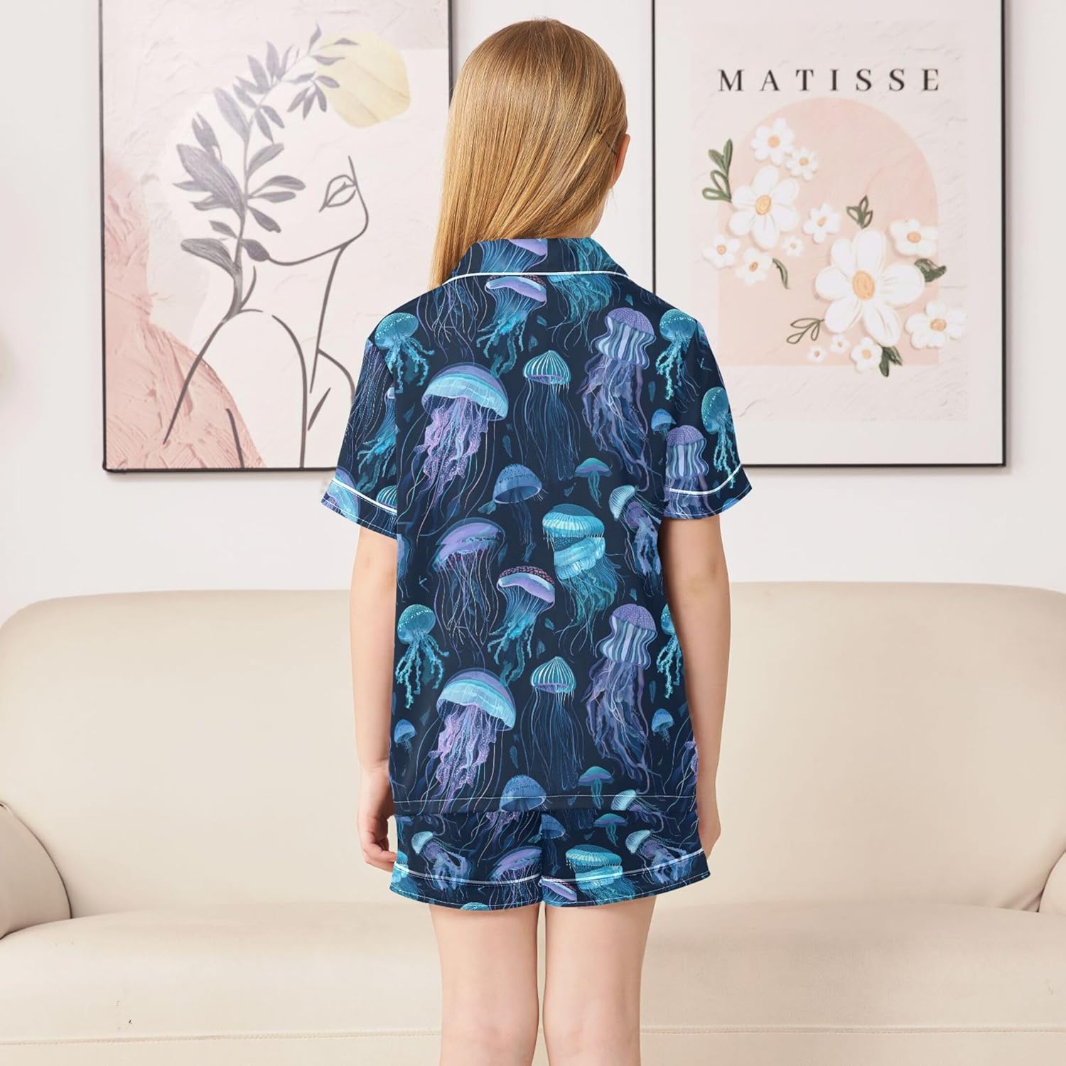 Silk Pajama Sets Short Sleeve Pajamas Soft Sleepwear 2 Piece Pjs Set