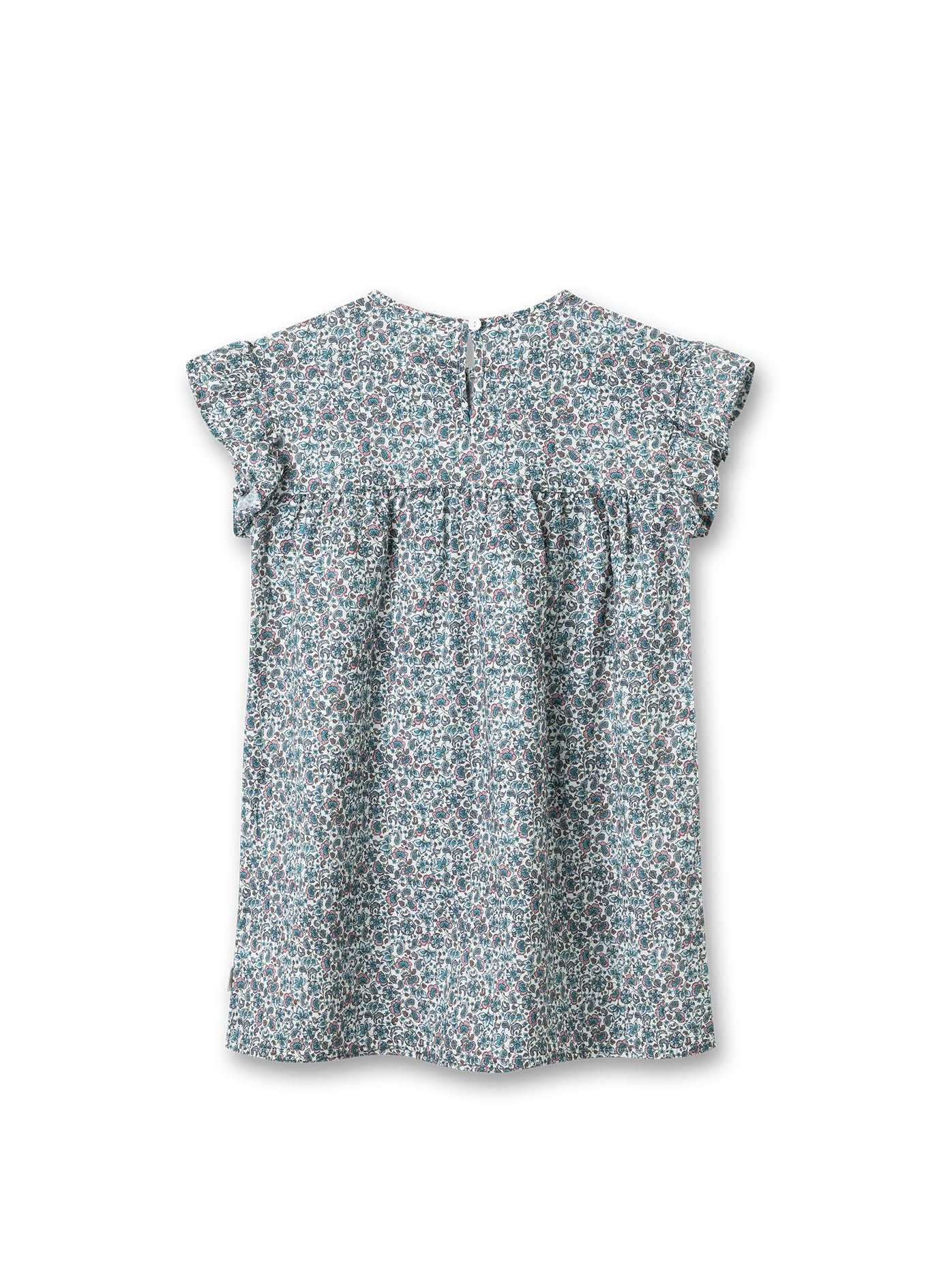 Sanetta Pure Mädchen-Kleid Kurzarm blau Blumen | Hochwertiges und gemütliches Kleid aus Bio-Baumwolle für Mädchen. Baby & Kinder Bekleidung