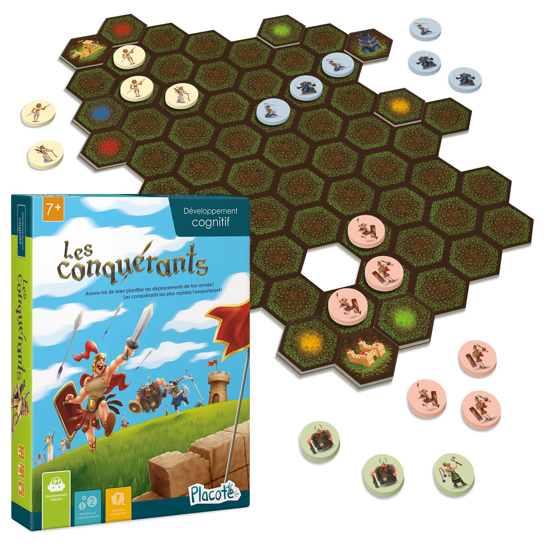 Placote - Les conquérants - Jeu éducatif - Apprentissage pour Les stratégies de Planification - Plateau pour Les Enfants de 7 Ans à 12 Ans, Moyen