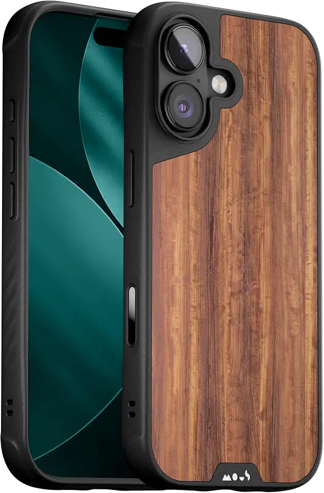 Mous Limitless Case for iPhone 17 6.3 Inches, Compatible with MagSafe (Camera Control Cover), Protective Walnut Wood Case, Shockproof, Full Camera Protection, Scratch-Resistant Back, Black