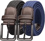 2 Pack Mens Elastic Belt, Braided Golf Belt For Men, Woven Stretch Belt Boys Belt For Father's Day