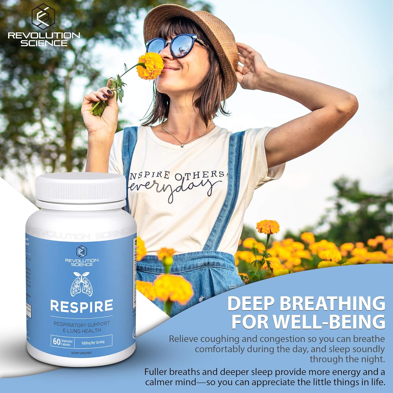 RESPIRE Lung Support Supplement – Super Lungs Complex for Lung Detox & Lung Cleanse Support, Clear Lungs + Bronchial & Sinus Support, Deep Breathing & Lung Health Support, 60 Veg Capsules
