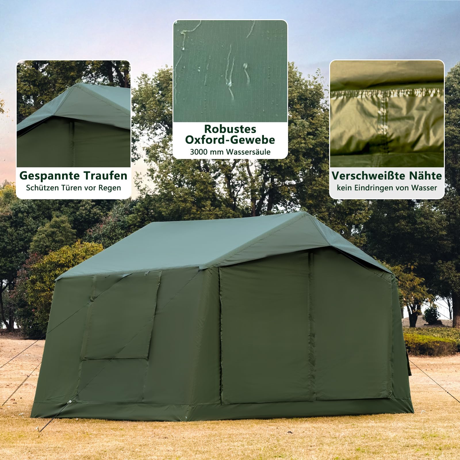 Tente de camping gonflable avec ouverture de cheminée, tente gonflable pour 4 à 6 personnes avec pompe à air, tentes gonflables en tissu Oxford imperméable pour les saisons, montage rapide