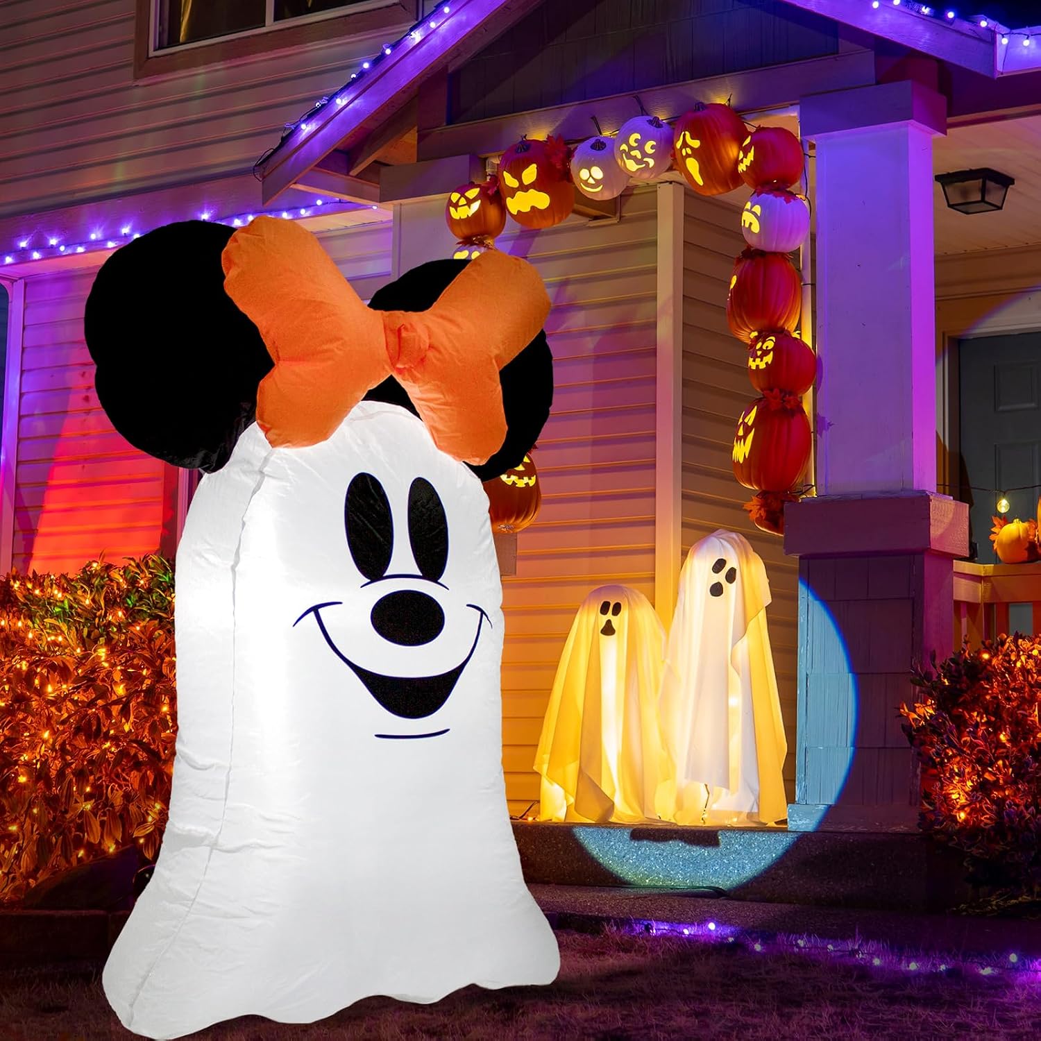 Halloween Inflatable Outdoor Decoration,Mouse Theme Cute Ghost Blow Up Outdoor for Halloween Party Garden Lawn Decor image 4