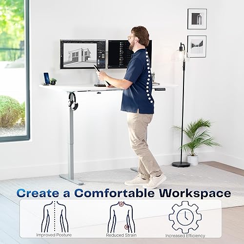 Vista 615 de VIVO DESK-KIT-1W6G - Escritorio eléctrico de pie de 60 x 24 pulgadas, ajuste de altura de memoria, serie 1B, parte superior de nogal oscuro de una