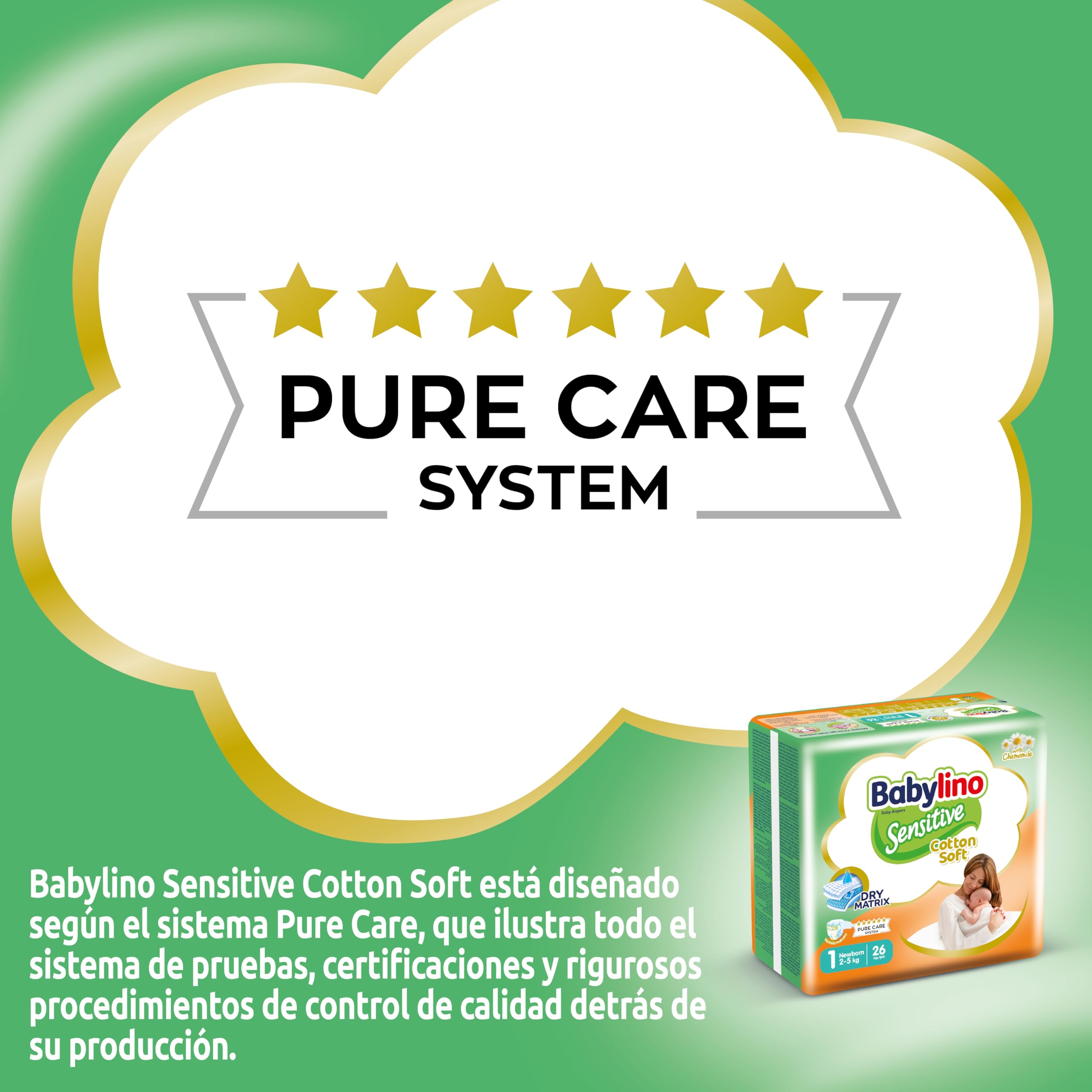 Babylino Sensitive Cotton Soft, Pañales Bebé Talla 1, Newborn (2-5 kg), 26 unidades — view 7