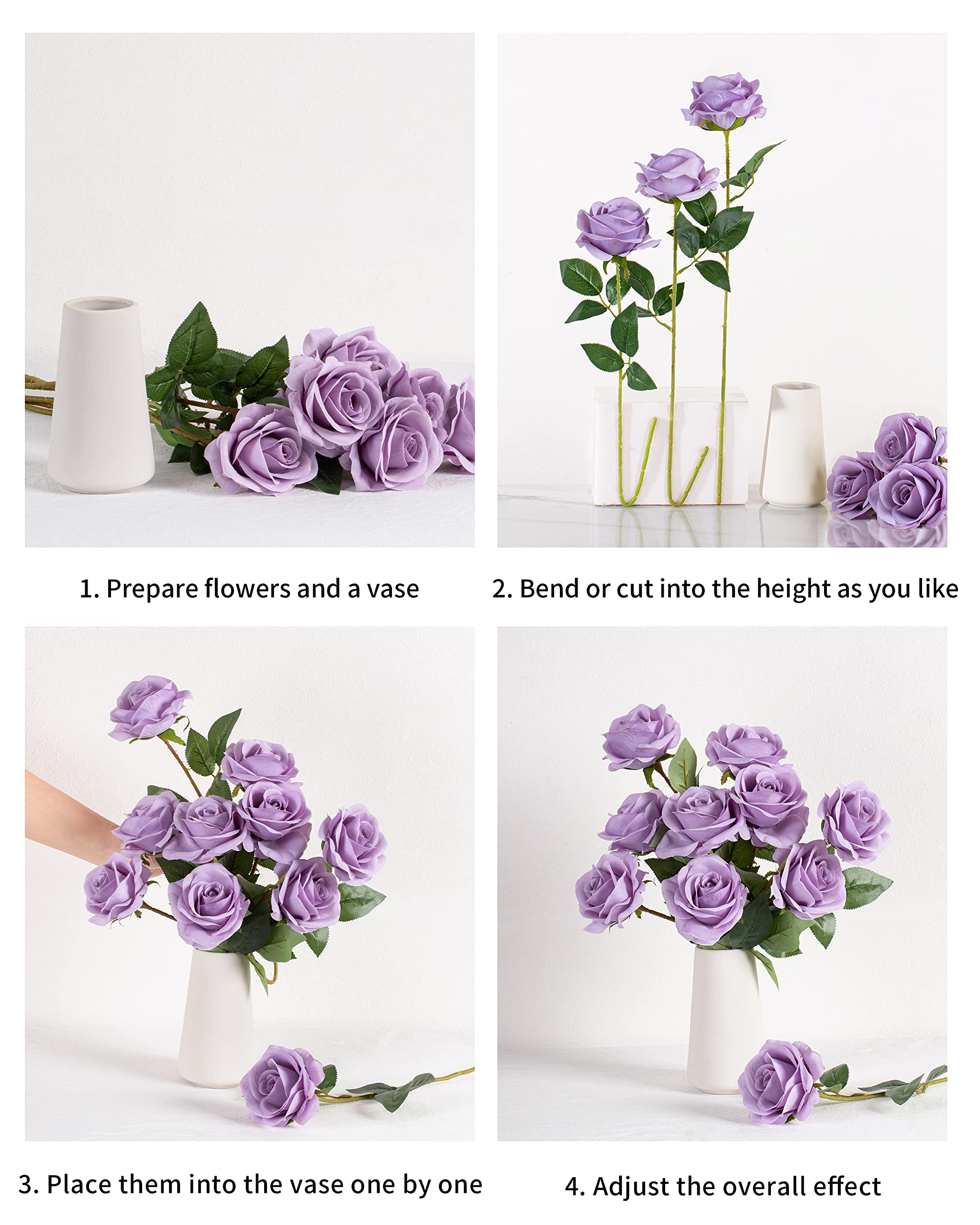 Sisinkal 9 Künstliche Rosen Strauß - Seidenblumen Karamell Für Deko Innen & Außen