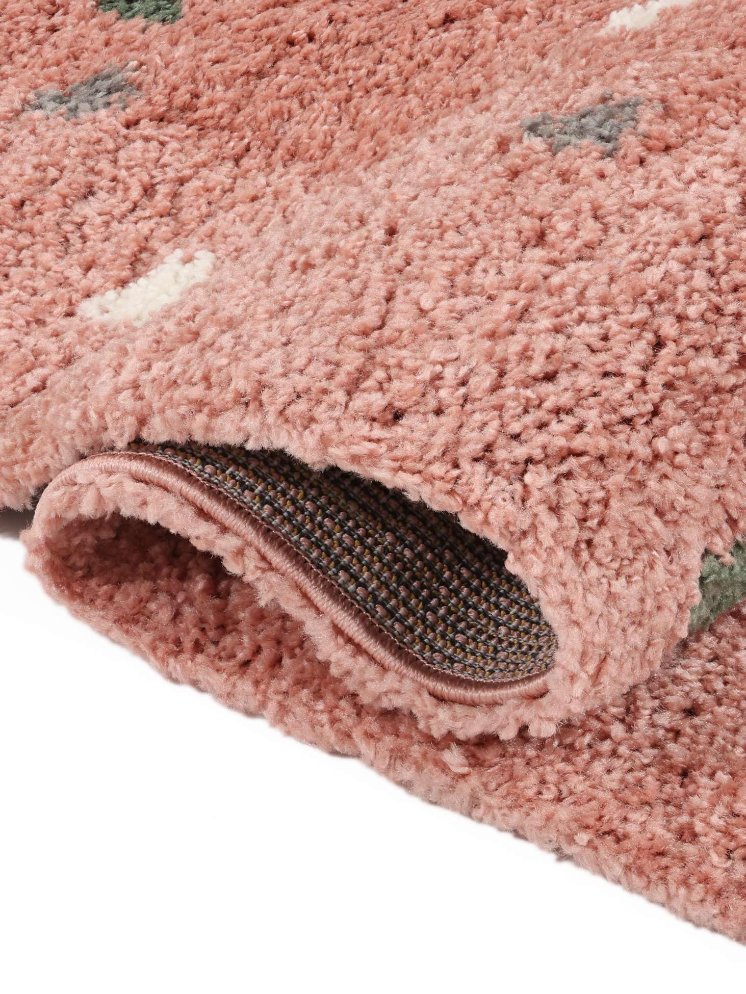 RugVista Confetti, Kinderteppich, Shaggy/Handloom, 160 x 230 cm, Rechteckig, Niedriger Stapel, Kinderzimmer, Nur chemische Reinigung, Ohne gefährliche Chemikalien, Rosa