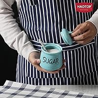 Vista 7 de HAOTOP Azucarero de porcelana con tapa y cuchara 12oz (turquesa)