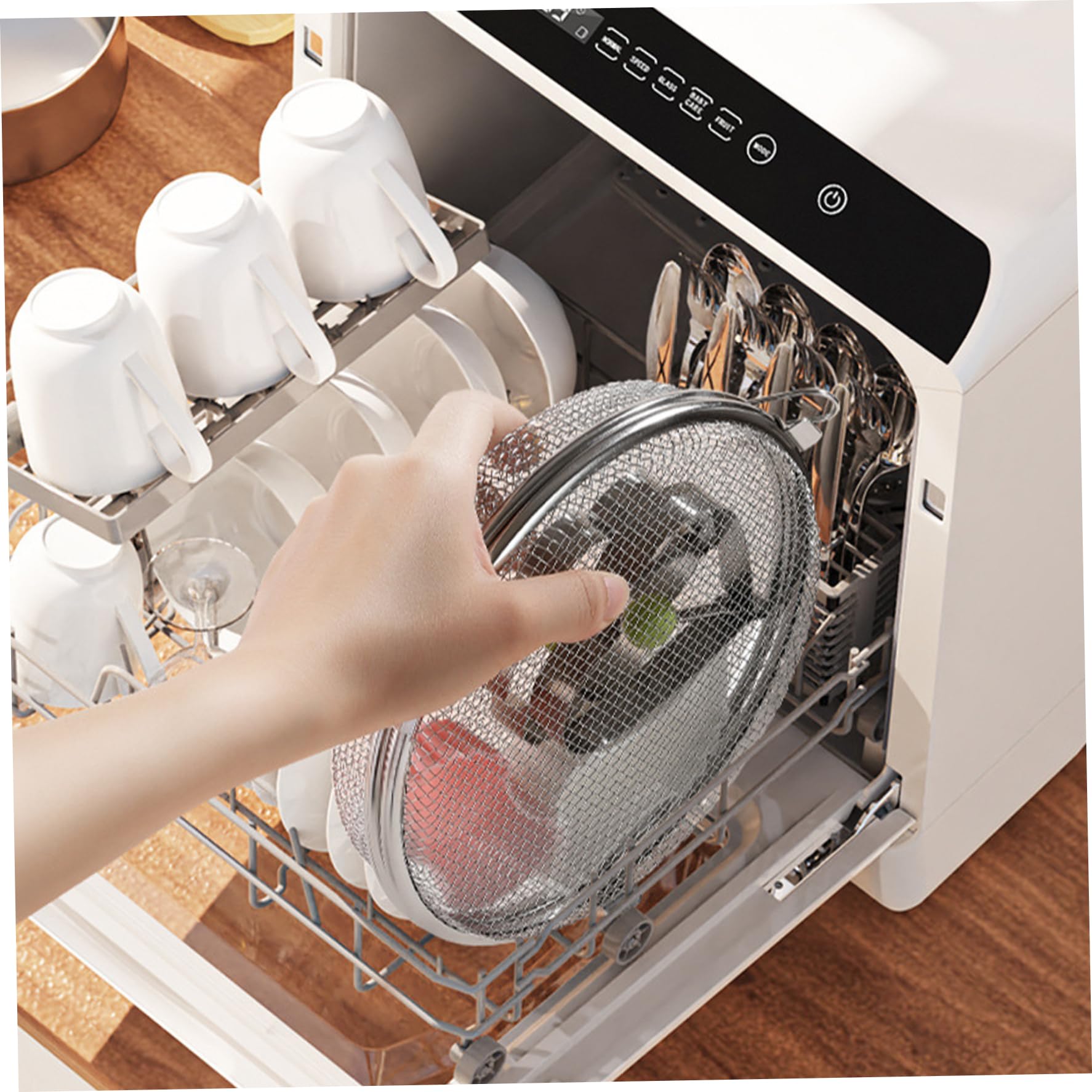 Kerafactum Bestekmand, afwasmand, mand voor bestek en kleine onderdelen, vaatwasser, vaatwasser, koker, bestekkoker, extra groot, groen, 8 vakken, grofmazig 120 °C, BPA-vrij