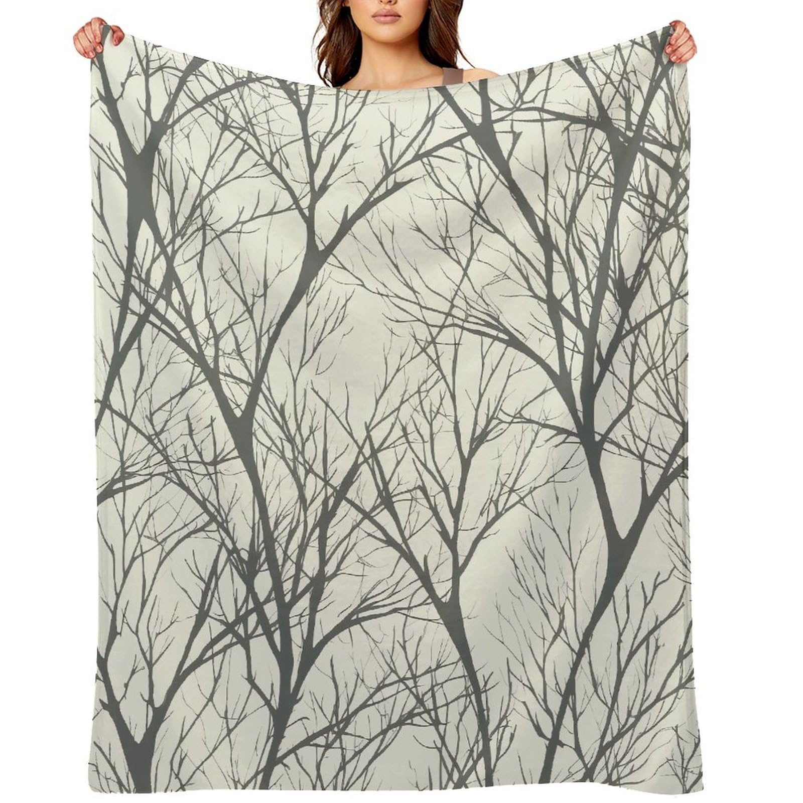 Tree Branch Throw Blanket for Couch and Bed Super Soft Warm Lightweight Throw Blankets Cozy Fuzzy Flannel Blanket Personalized Decorative Blankets for Sofa Decor 60"x80"