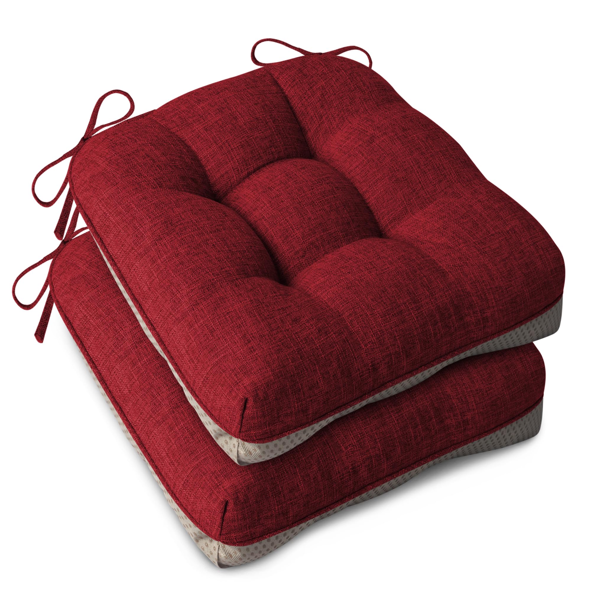 AddGrace Extra Thick Chair Cushions for Dining Chairs 40cm Set of 2 Red