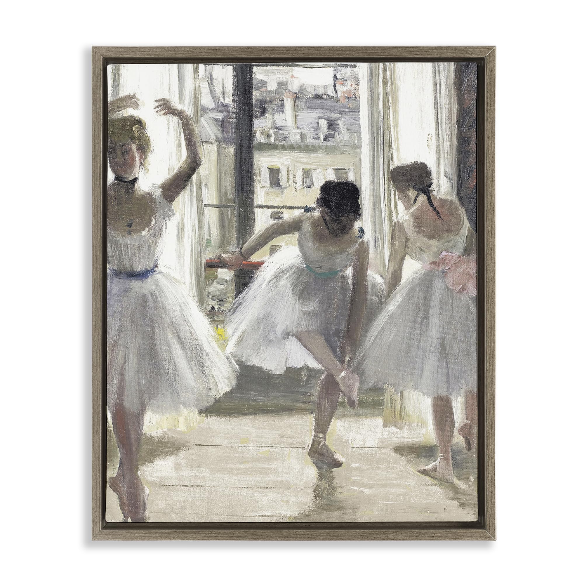 Stupell Industries Montalcino Elm (Textured) 'Ballet Class In Practice', Floating Frame Canvas Art, Brown, 25 X 31 Inches, Easy To Hang And Sturdy, Made In Usa, By Leah Straatsma