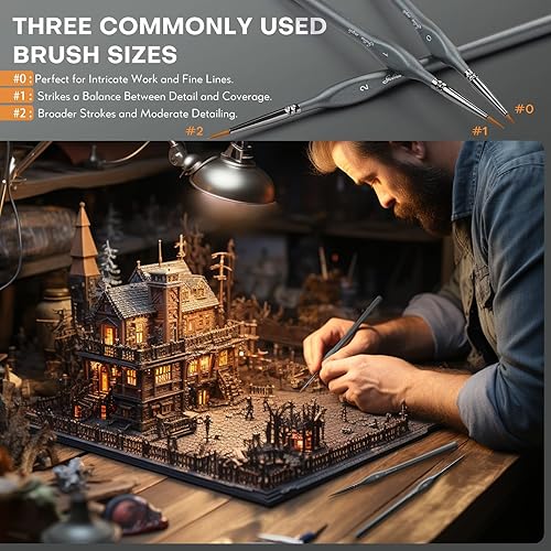 Miniatura 2 de Golden Maple Pinceles de pintura en miniatura - Juego de 10 pinceles de pintura para detalles de modelo, pinceles pequeños de punta fina para