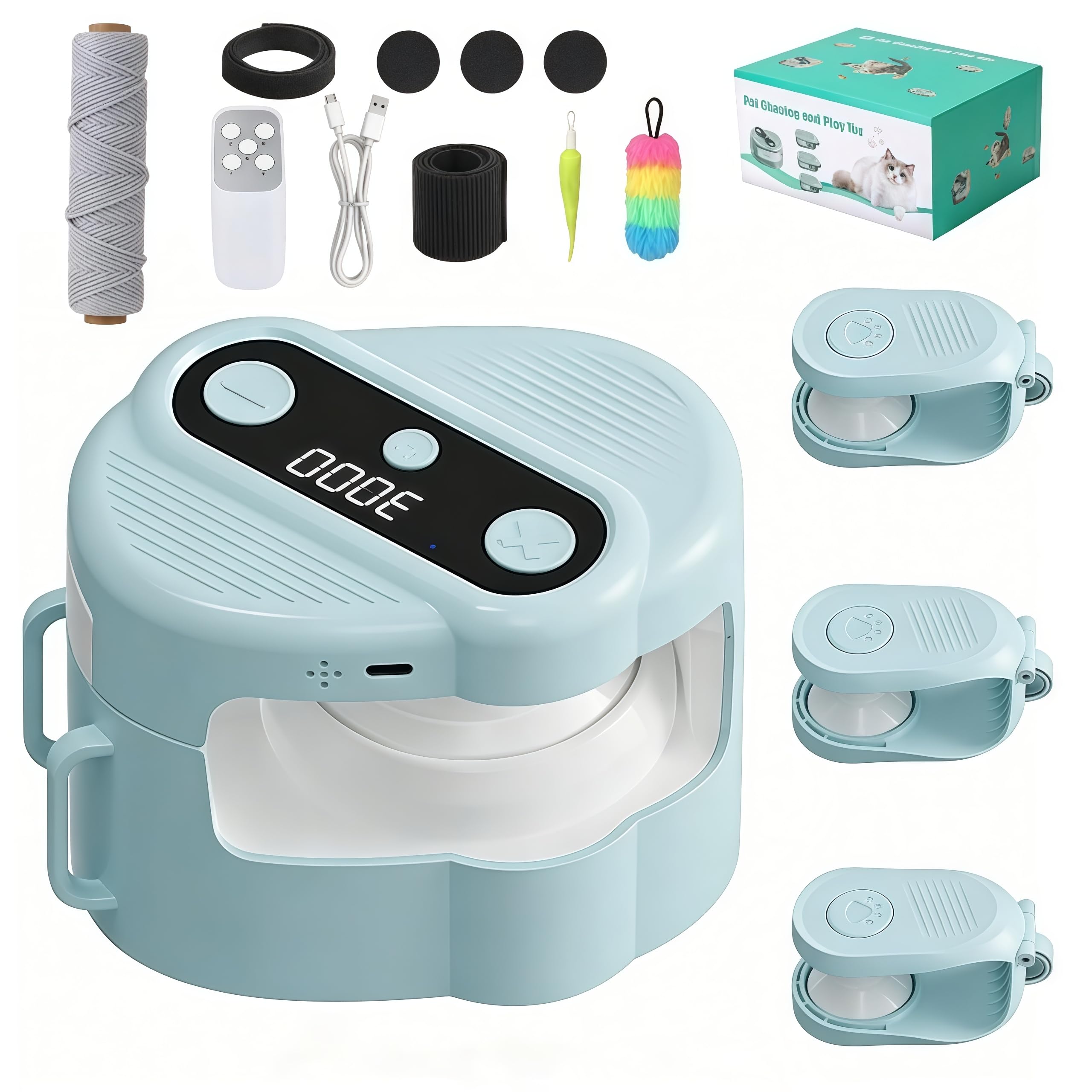 Jouet Chat, Jouets pour Chat avec Télécommande Jouet Interactif pour Chats D’intérieur avec Chargement USB-C Jouet de Chasse Stimulant Électrique pour Chats et Chatons