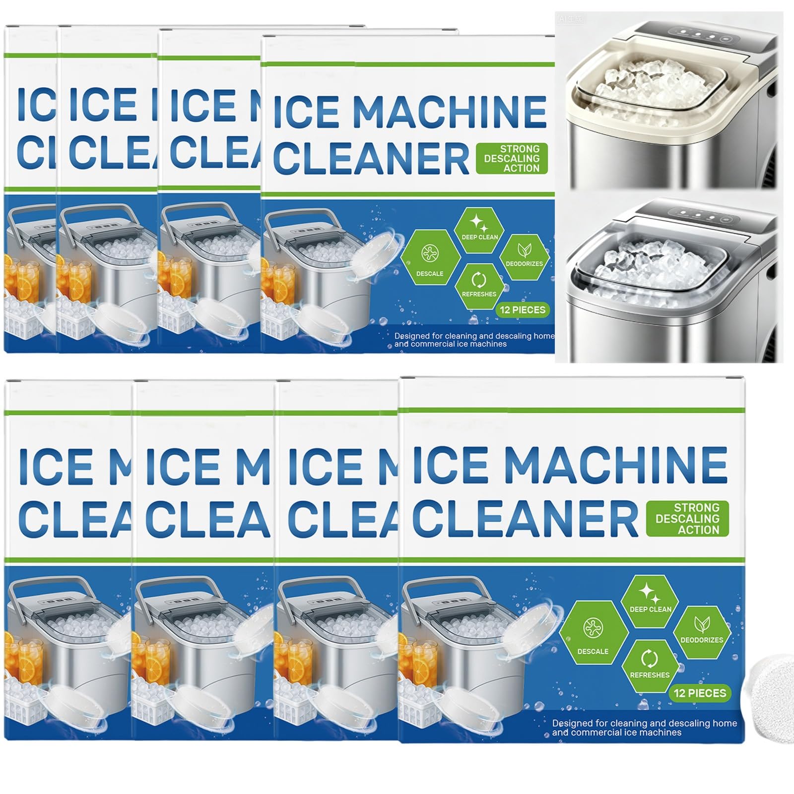 Nettoyant für Eismaschine, Zitronensäure-Aufsatz, Netzmaterial für handelsübliche Eismaschine, Nettoyant für Oberfläche und Feuchtigkeit, Zitronensäure-Aufsatz (8Stück)