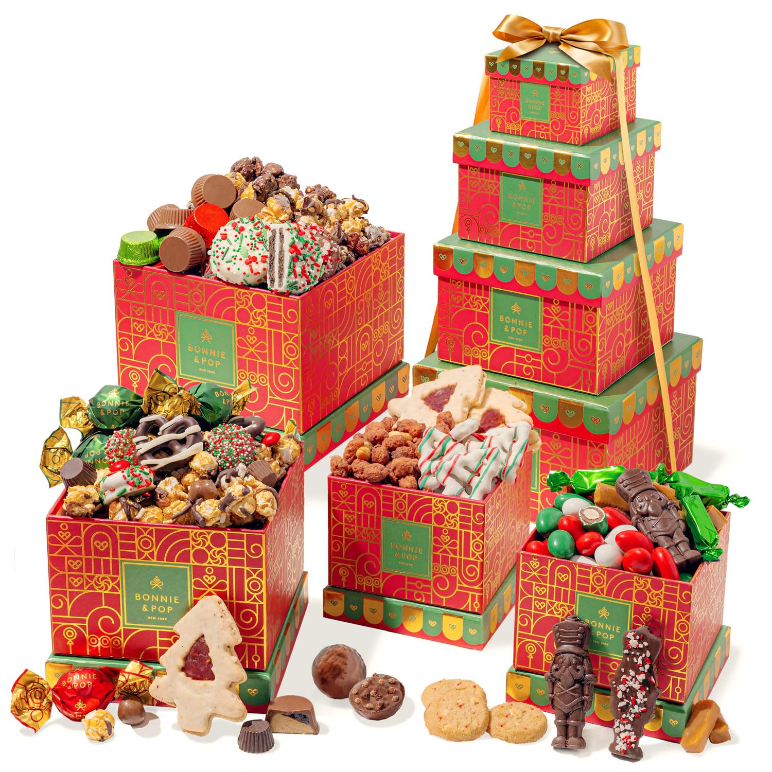 Gift Basket Tower, Chocolate Candy Snack Treat Gift Box Assortment - Men, Women, Corporate, Office, Employee, Appreciation, Thank You, Party- Bonnie and Pop (Chocolate)