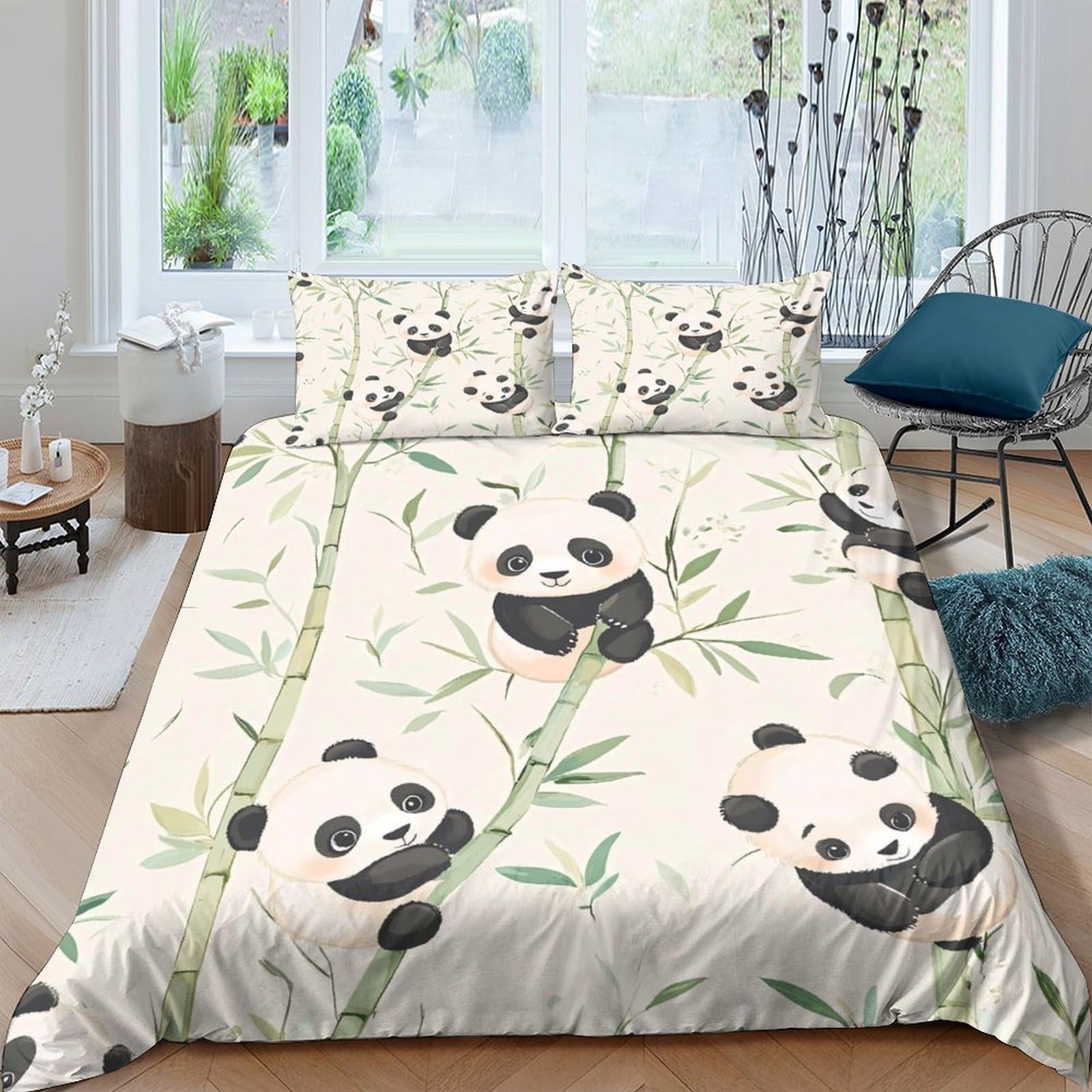 Ctjqhvkz Style-8 3D Printed Panda Bamboo Fitted Sheet Microfiber Soft Breathable Animal Mattress Cover For Bedroom Guest Room Decor Single（135X200cm）