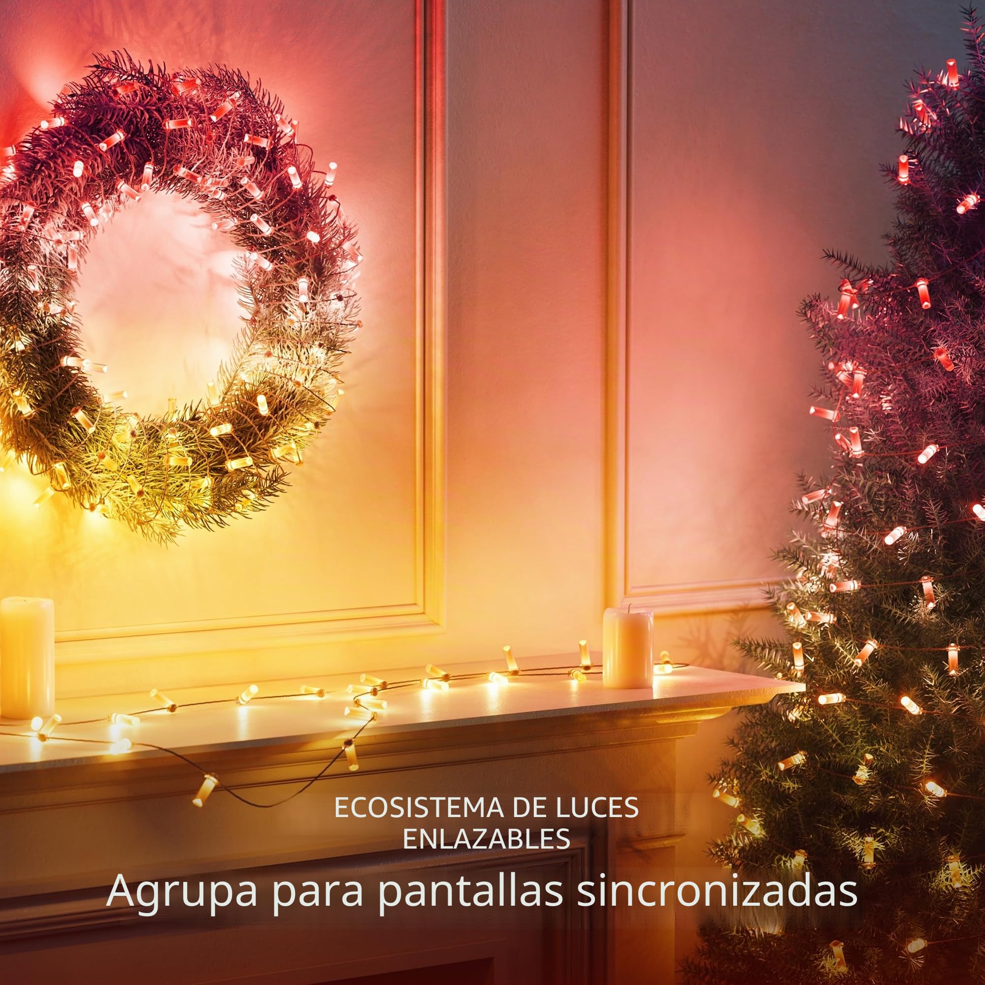 Twinkly Strings USB-C Candle 200 LED, cadena de luz LED en forma de vela, luces de Navidad, luces LED RGB multicolor, LED asignables, compatible con Alexa, Google Home, alimentación USB-C, cable verde