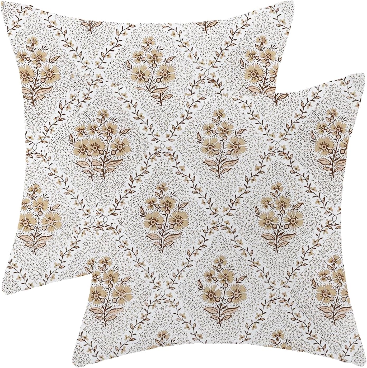 Block Print-brown Flower