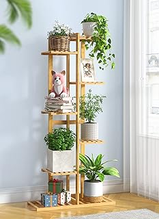 Plant Stand for Indoor Plants Multiple, 7 Tier 8 Potted Bamboo Plant Stand, Plant Shelf Holder Rack Tall Plant Stand for L...