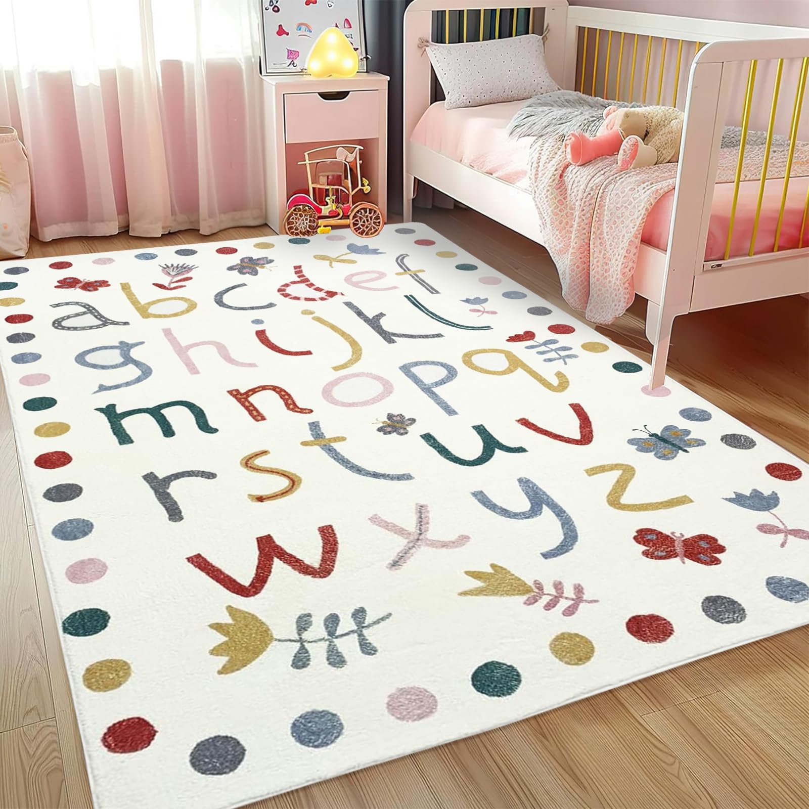 Tapis en laine enfant alphabet lavable en machine 150x200